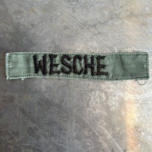 WESCHE Embroidered Vintage ‘Army Green’ Military name tape patch WESCHE
